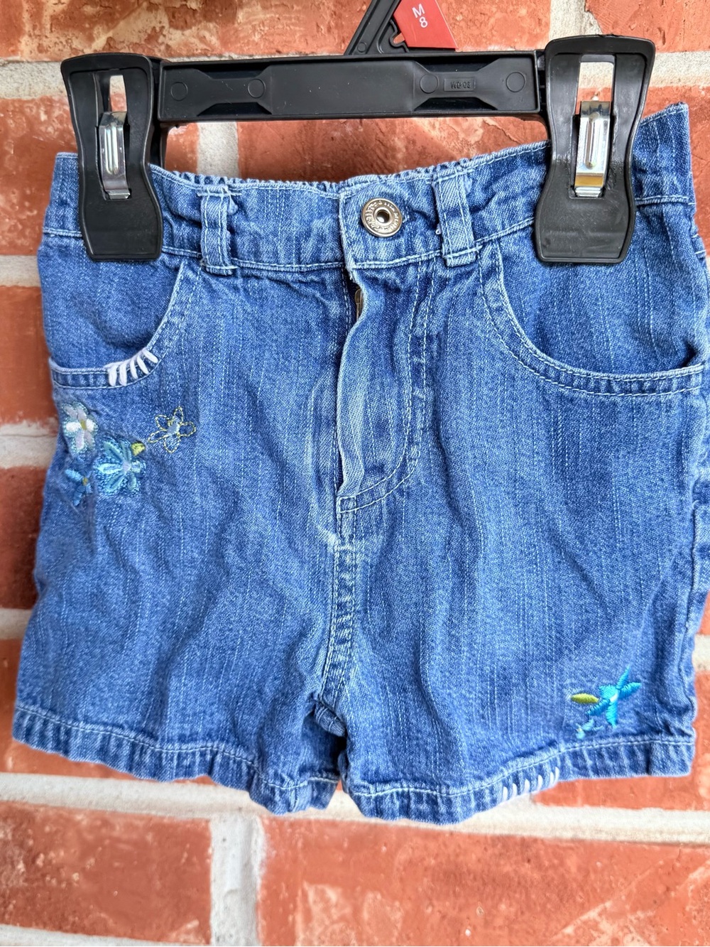 Vintage carters Blue denim shorts with embroidered flowers size 2T